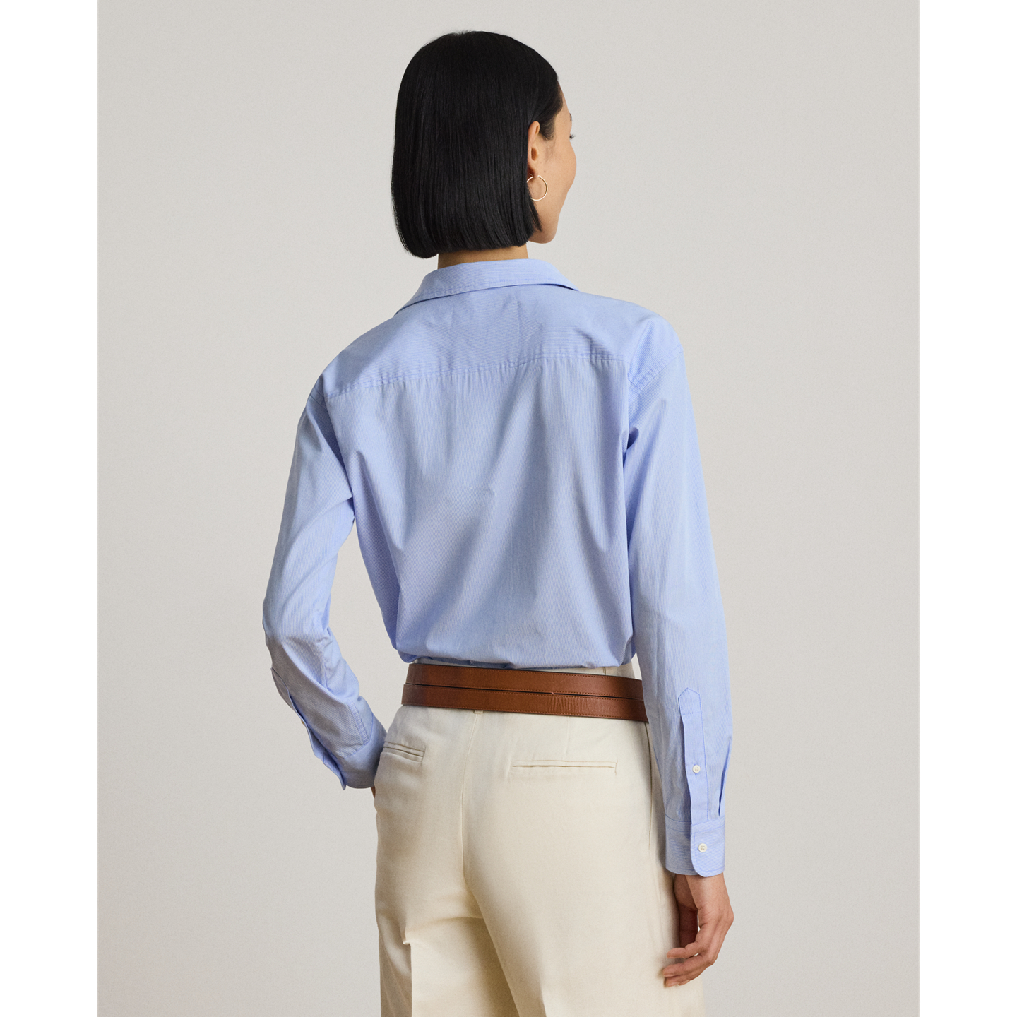 Женская рубашка Ralph Lauren Striped Cotton Broadcloth, цвет: Синий / Белый — фото 2