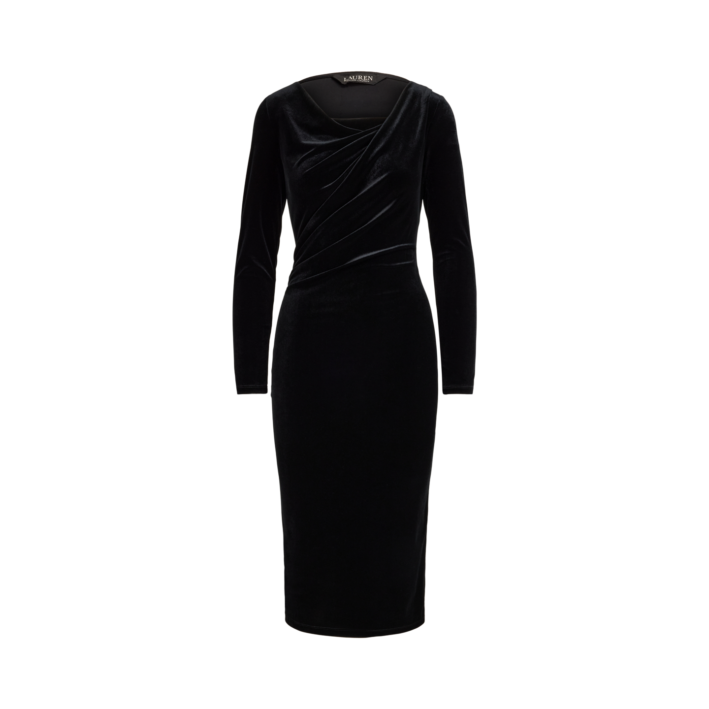 Женское платье Ralph Lauren Long-Sleeve Velvet, цвет: Чёрный бархатный — фото 4
