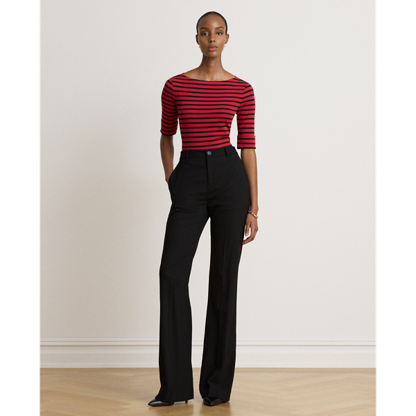 Striped Stretch Cotton Boatneck Tee
