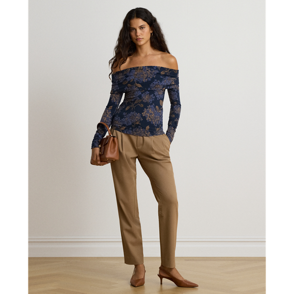 Floral Jersey Off-the-Shoulder Top