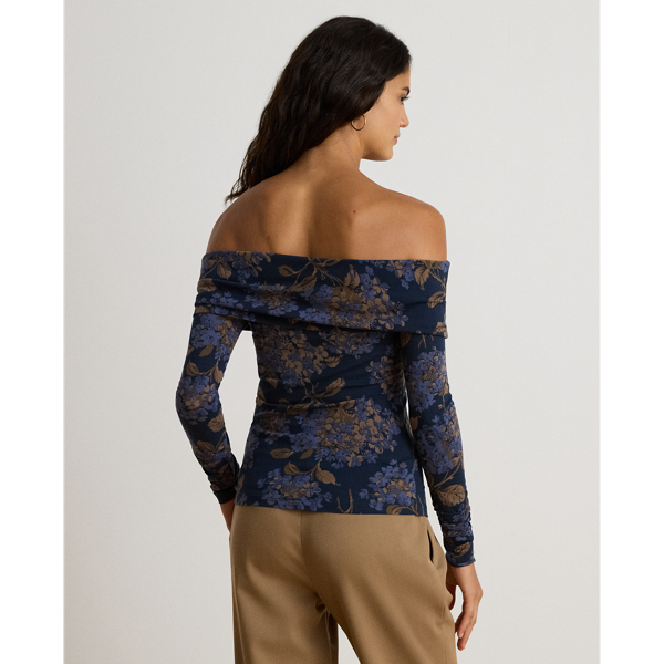 Floral Jersey Off-the-Shoulder Top