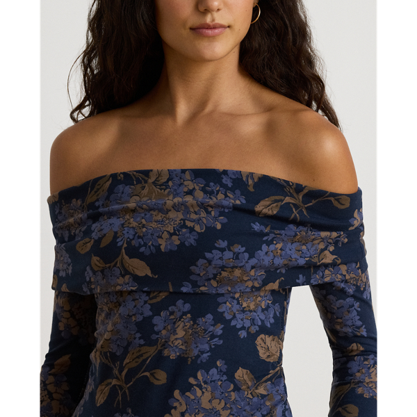 Floral Jersey Off-the-Shoulder Top