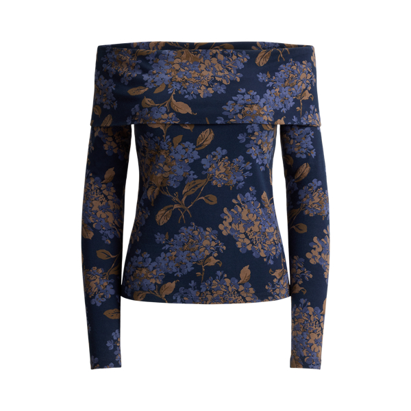 Floral Jersey Off-the-Shoulder Top