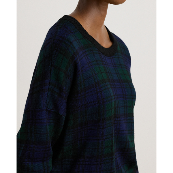 Black Watch Plaid Wool Crewneck Sweater