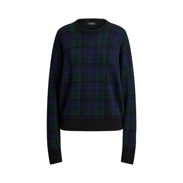 Black Watch Plaid Wool Crewneck Sweater