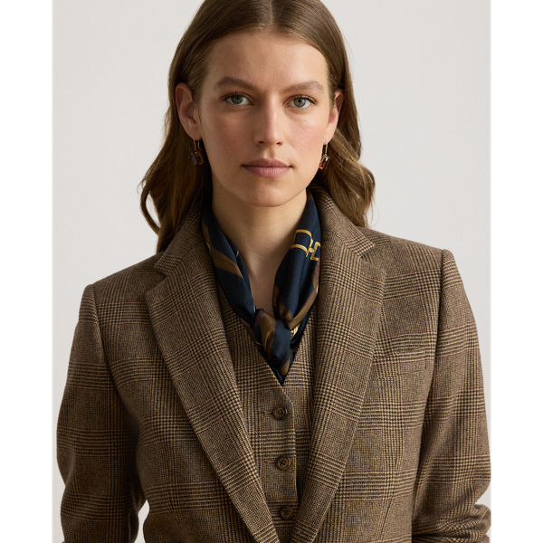 Glen Plaid Wool Twill Blazer