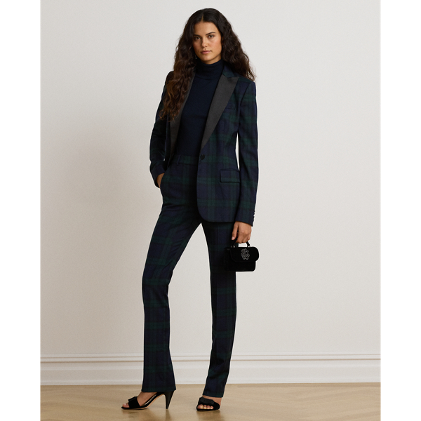 Black Watch Plaid Twill Straight Pant