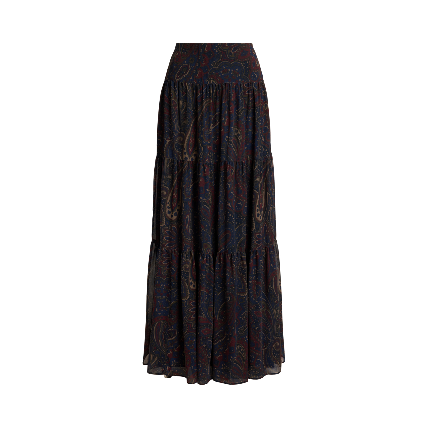 Женские юбки Ralph Lauren Paisley Georgette Tiered Maxiskirt, цвет: Тёмно-синий разноцветный — фото 4