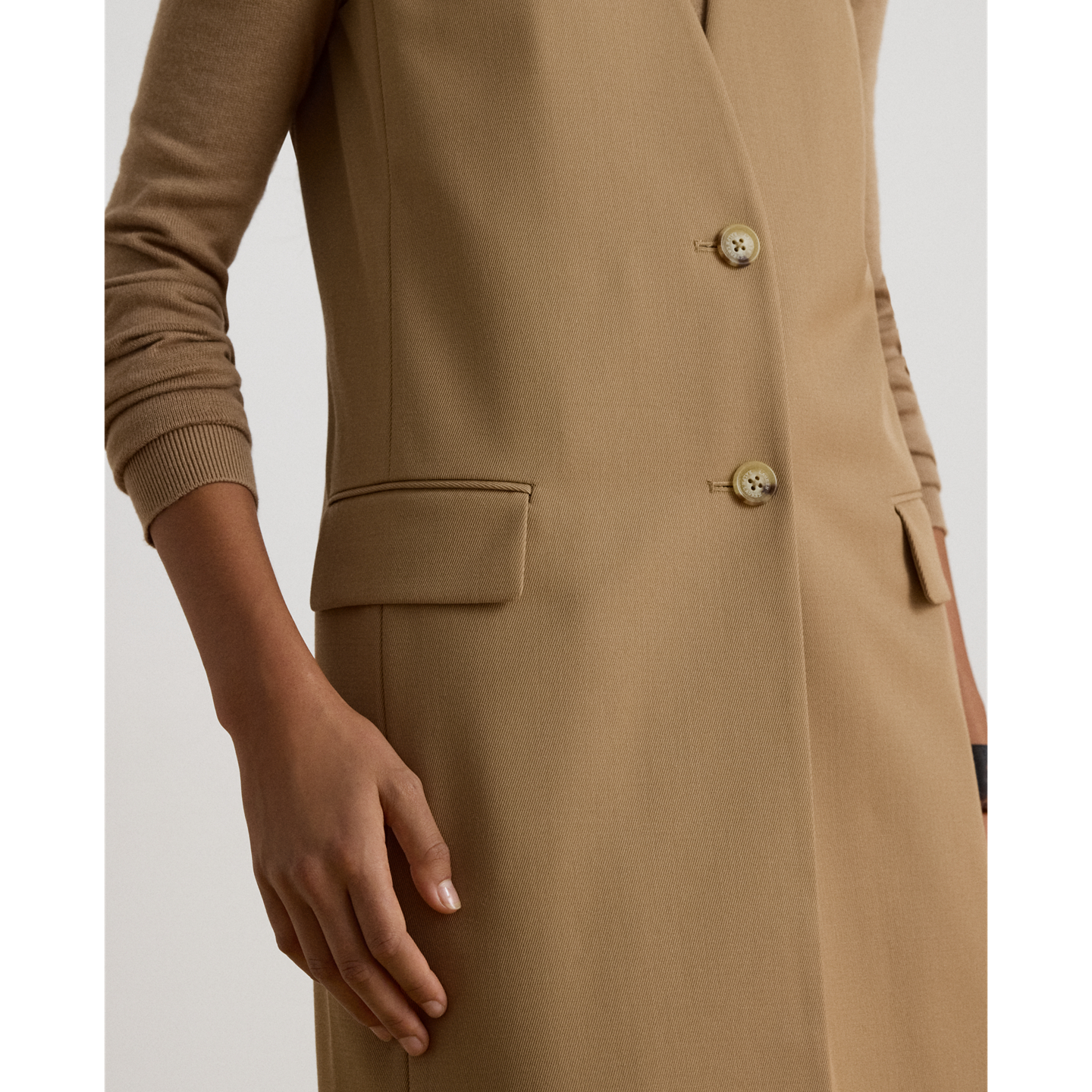 Женский жилет Ralph Lauren Wool-Blend Twill Longline, цвет: Верблюжий — фото 3