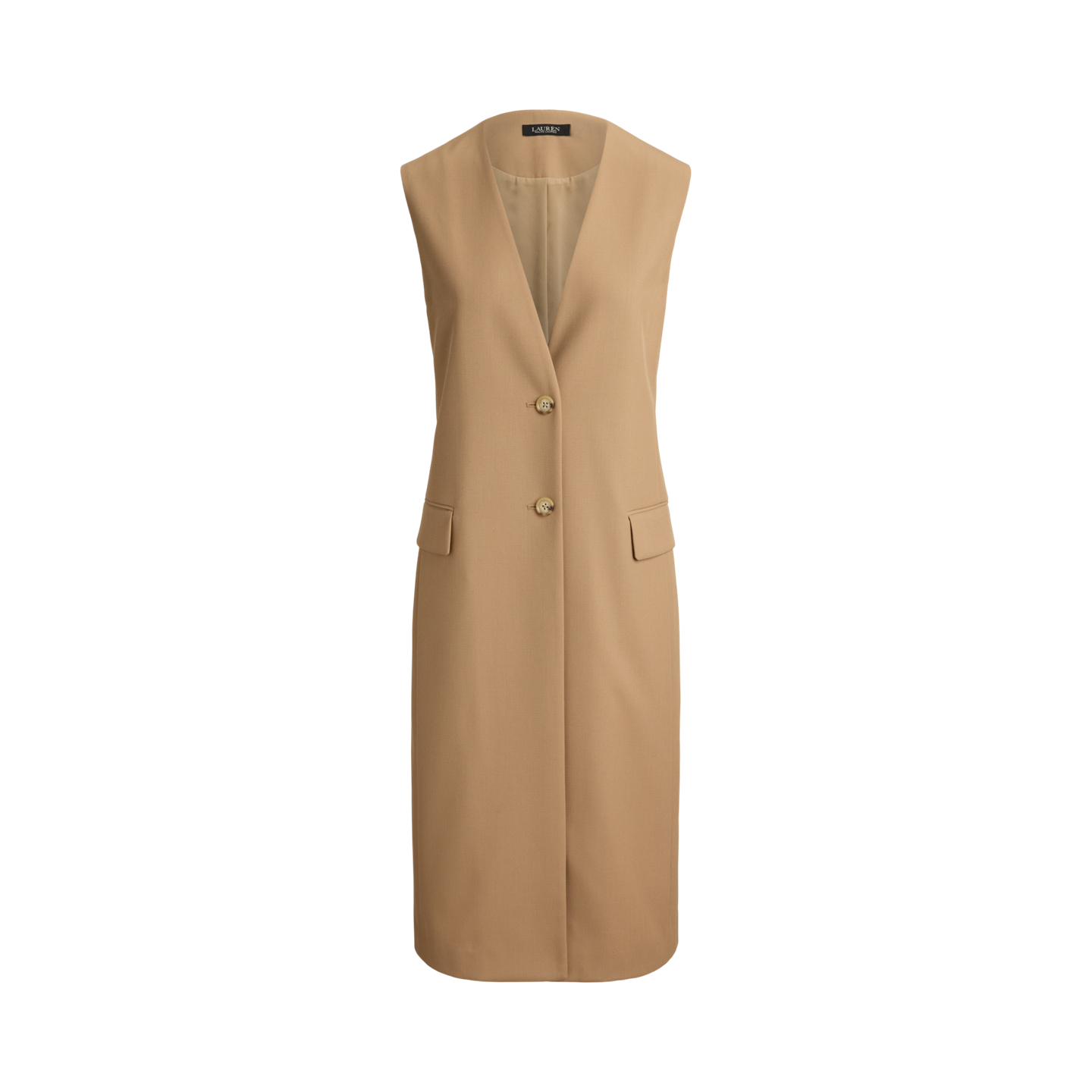 Женский жилет Ralph Lauren Wool-Blend Twill Longline, цвет: Верблюжий — фото 6