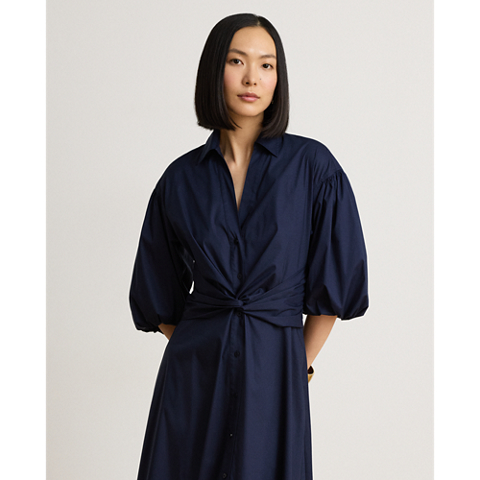 Женское платье Ralph Lauren Twist-Front Bubble-Sleeve Shirtdress, цвет: Тёмно-синий