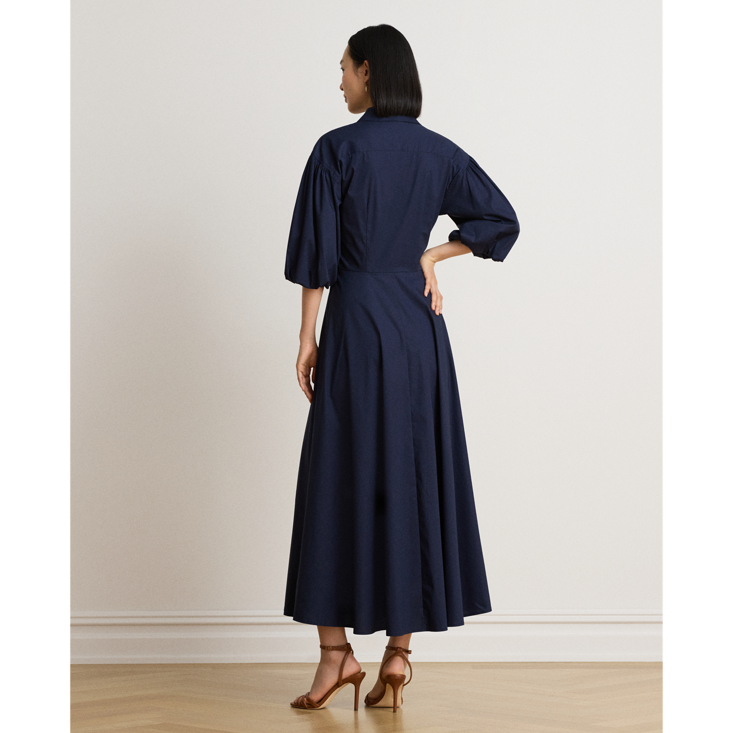Женское платье Ralph Lauren Twist-Front Bubble-Sleeve Shirtdress, цвет: Тёмно-синий — фото 2