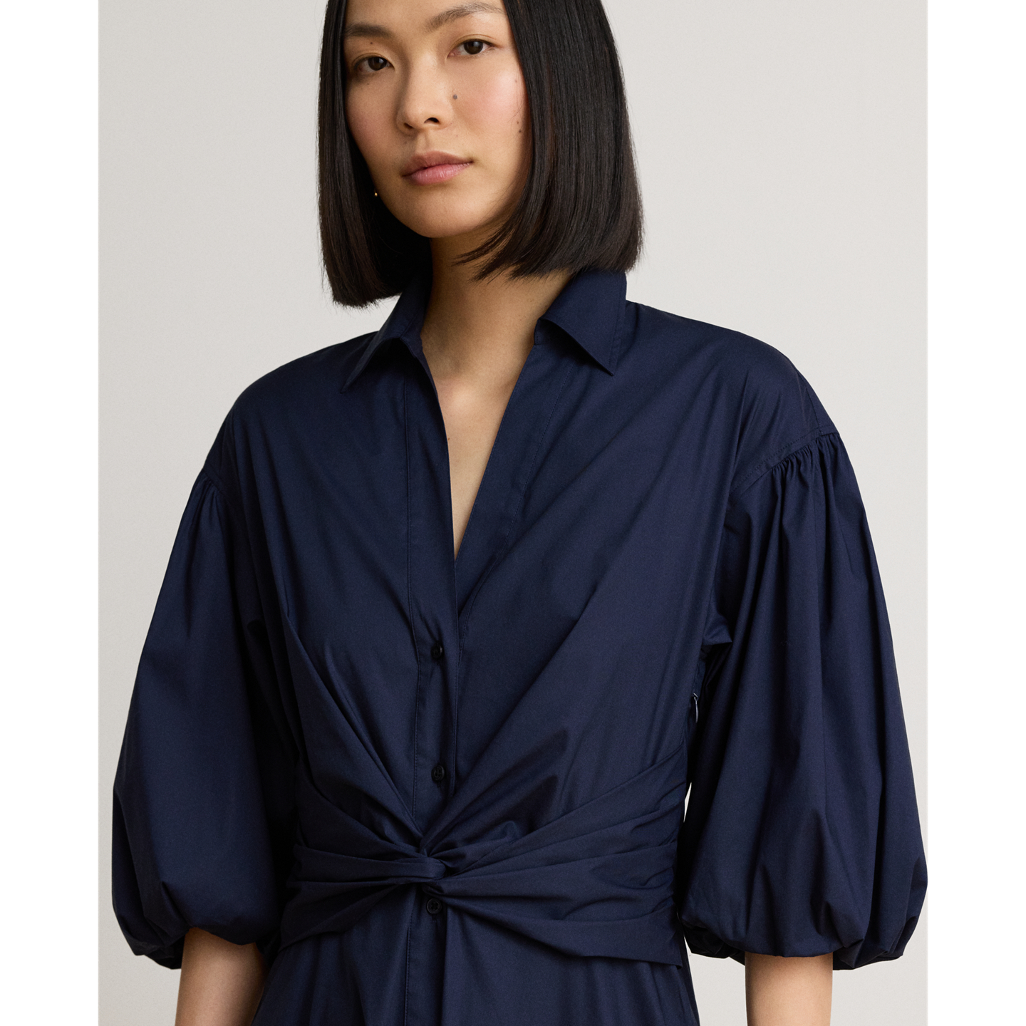 Женское платье Ralph Lauren Twist-Front Bubble-Sleeve Shirtdress, цвет: Тёмно-синий — фото 3