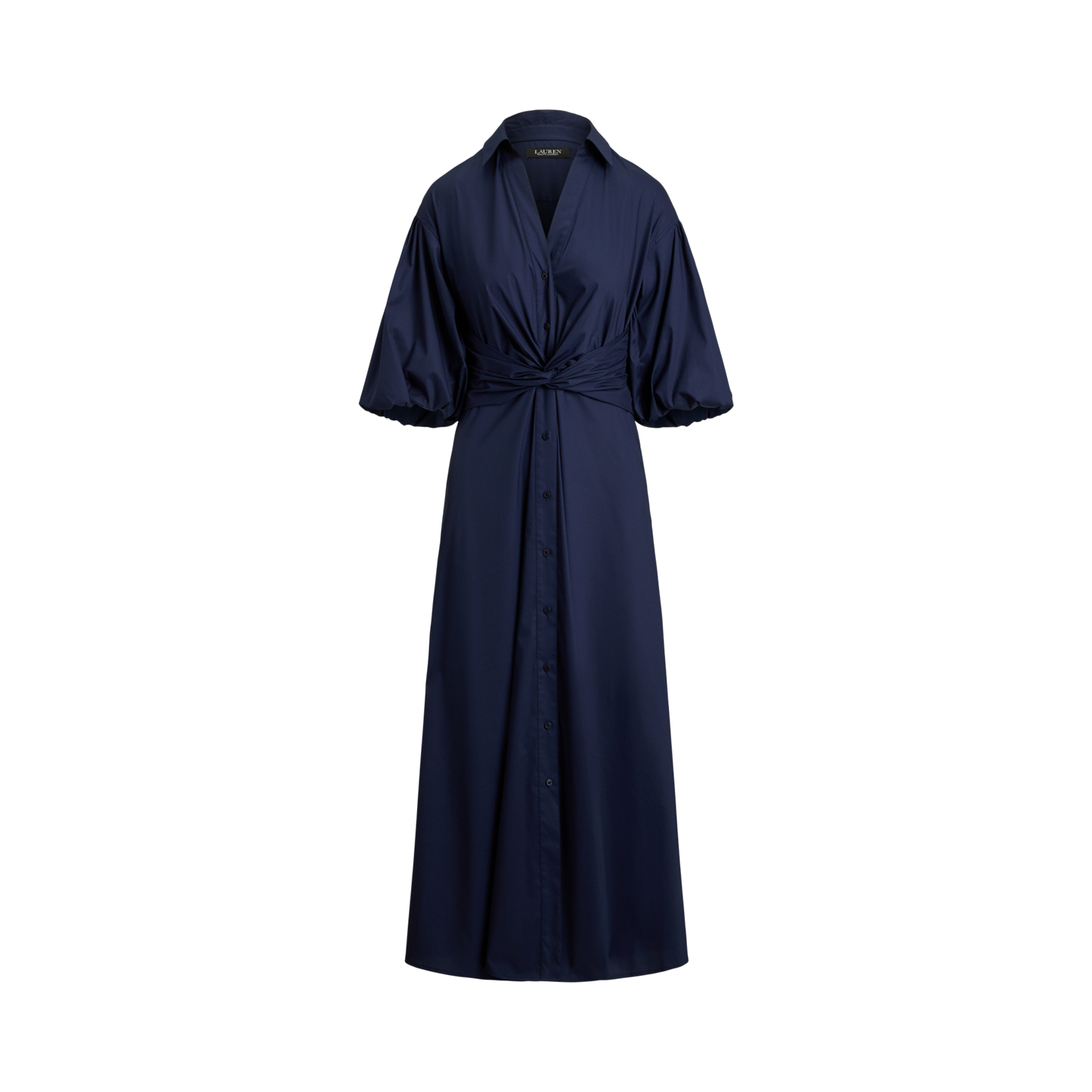 Женское платье Ralph Lauren Twist-Front Bubble-Sleeve Shirtdress, цвет: Тёмно-синий — фото 4