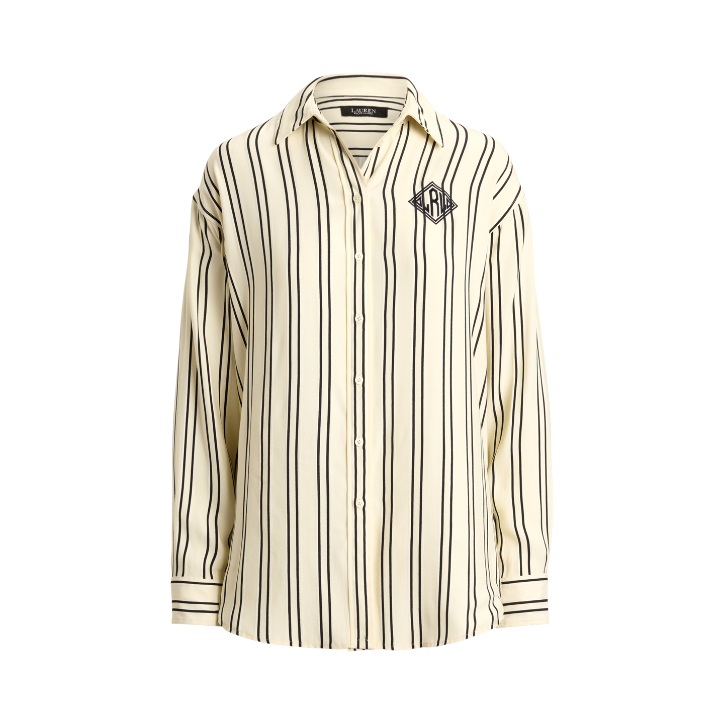 Женская рубашка Ralph Lauren Relaxed Fit Striped Jacquard, цвет: Кремовый / Чёрный — фото 5