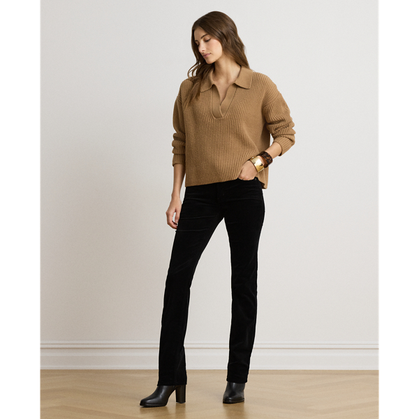 Mid-Rise Corduroy Slim Straight Pant