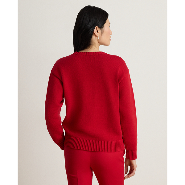 Intarsia-Knit Dalmatian Cotton Jumper