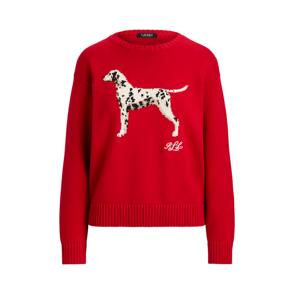 Intarsia-Knit Dalmatian Cotton Jumper