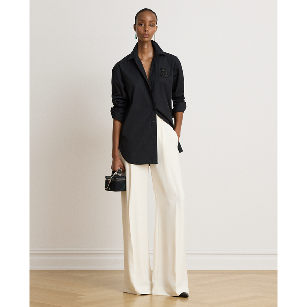 Relaxed Fit Rhinestone-Bullion Shirt