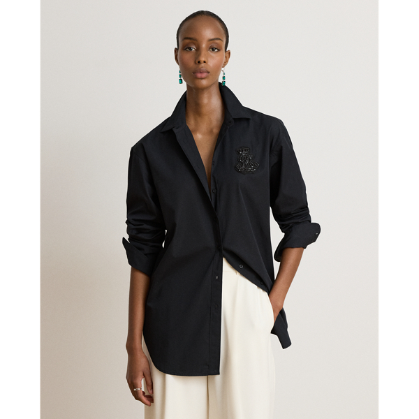 Relaxed Fit Rhinestone-Bullion Shirt