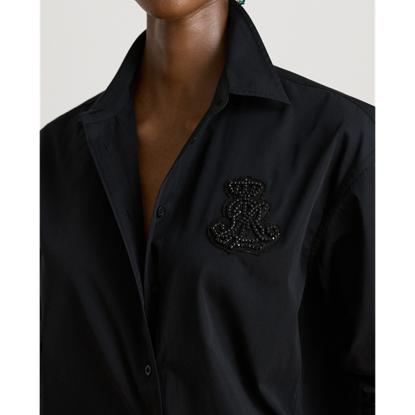 Relaxed Fit Rhinestone-Bullion Shirt