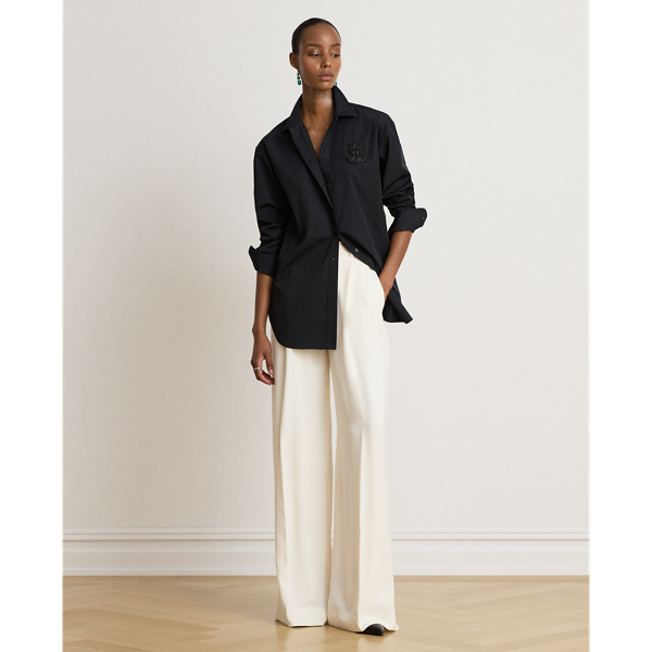 Relaxed Fit Rhinestone-Bullion Shirt