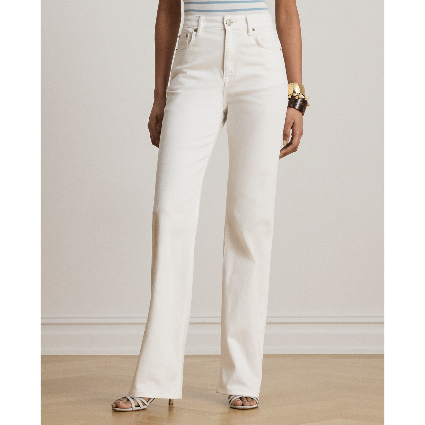 Женские джинсы Ralph Lauren High-Rise Straight Wide-Leg, цвет: Белый варёный — фото 1