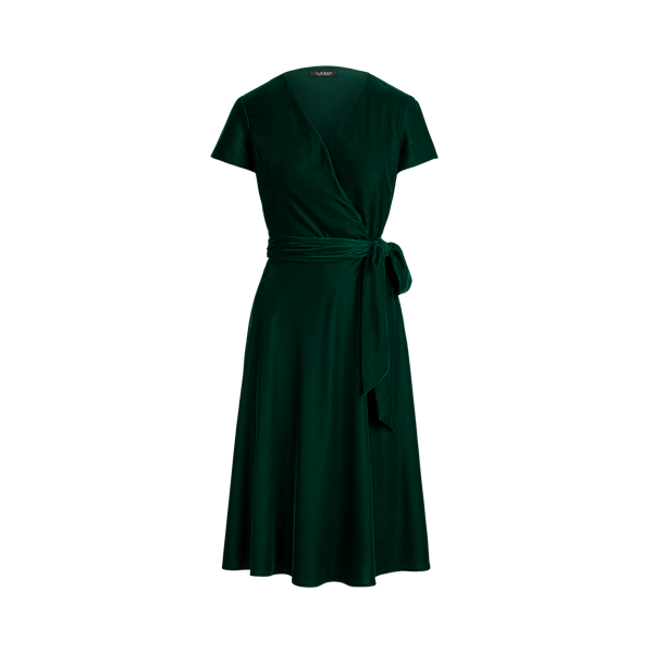 Belted Velvet Surplice Dress