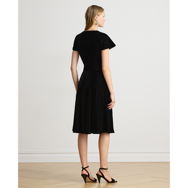 Belted Velvet Surplice Dress