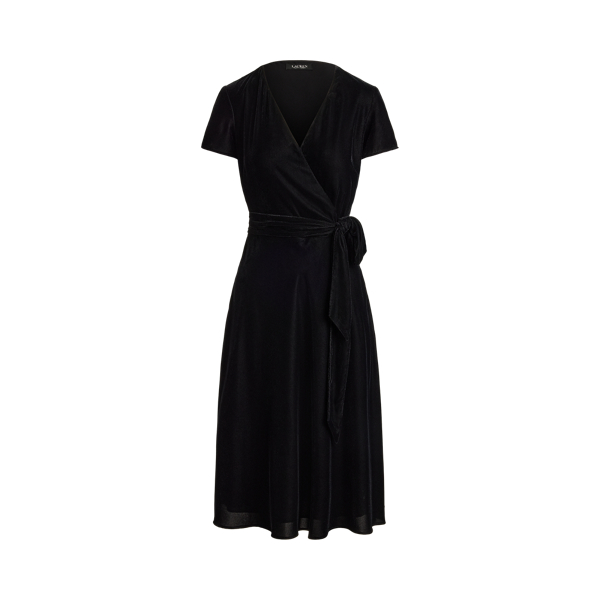Belted Velvet Surplice Dress