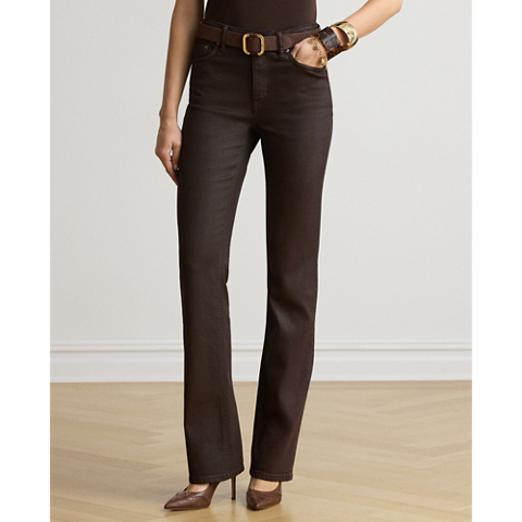 Женские джинсы Ralph Lauren Coated High-Rise Bootcut, цвет: Коричневый