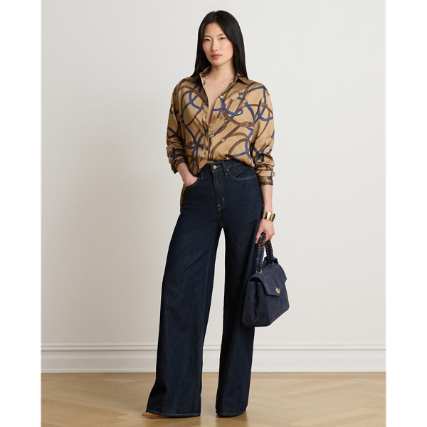 Relaxed Fit Belting-Print Twill Shirt
