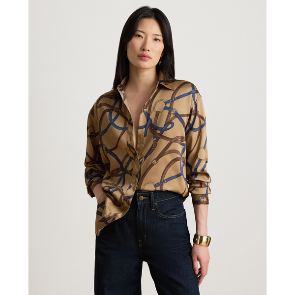 Relaxed Fit Belting-Print Twill Shirt
