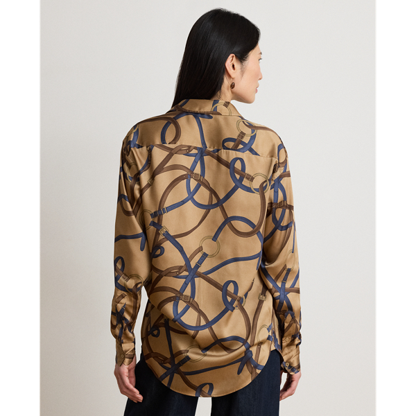 Relaxed Fit Belting-Print Twill Shirt