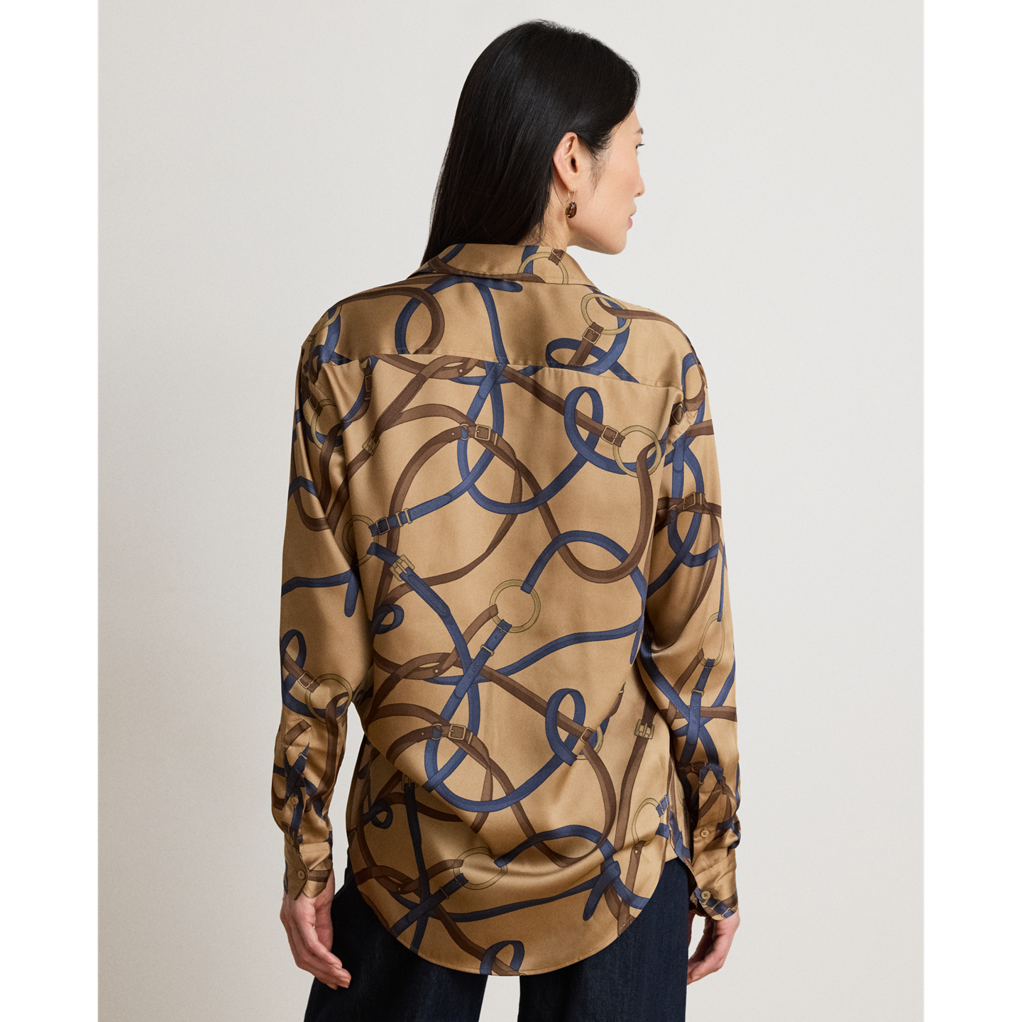 Женская рубашка Ralph Lauren Relaxed Fit Belting-Print Twill, цвет: Верблюжий разноцветный — фото 2