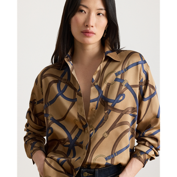Relaxed Fit Belting-Print Twill Shirt