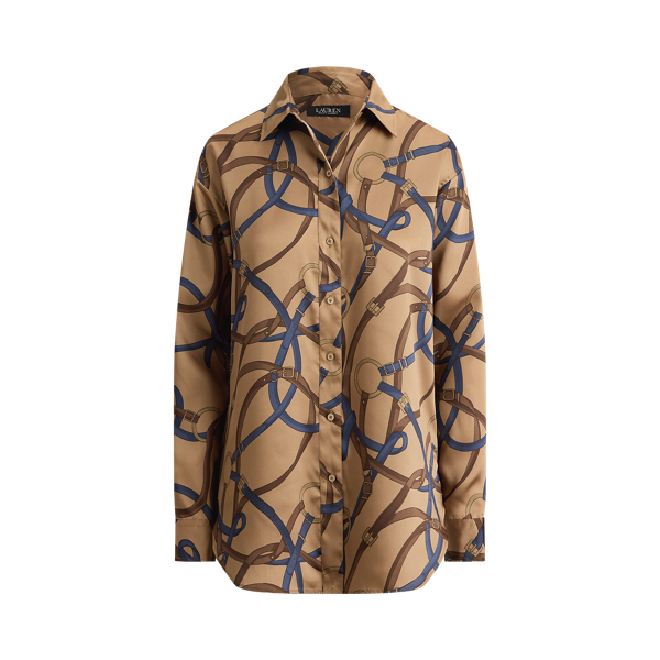 Relaxed Fit Belting-Print Twill Shirt