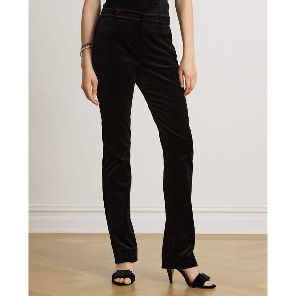 Stretch Velvet Straight Trouser