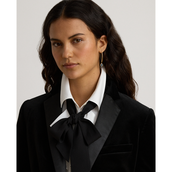 Satin-Trim Stretch Velvet Blazer