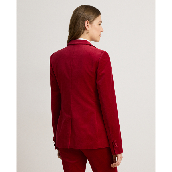 Satin-Trim Stretch Velvet Blazer