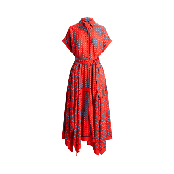 Foulard-Print Crepe Shirtdress