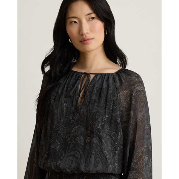 Paisley Crinkle Georgette Tiered Dress