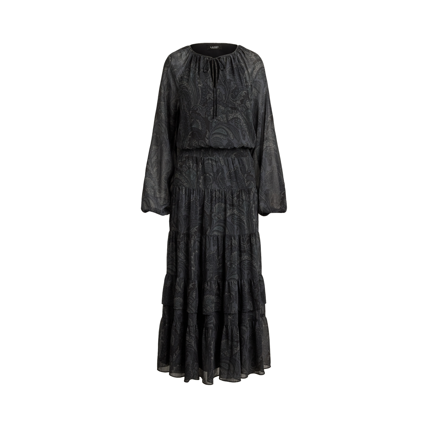 Женское платье Ralph Lauren Paisley Crinkle Georgette Tiered, цвет: Серый разноцветный — фото 5