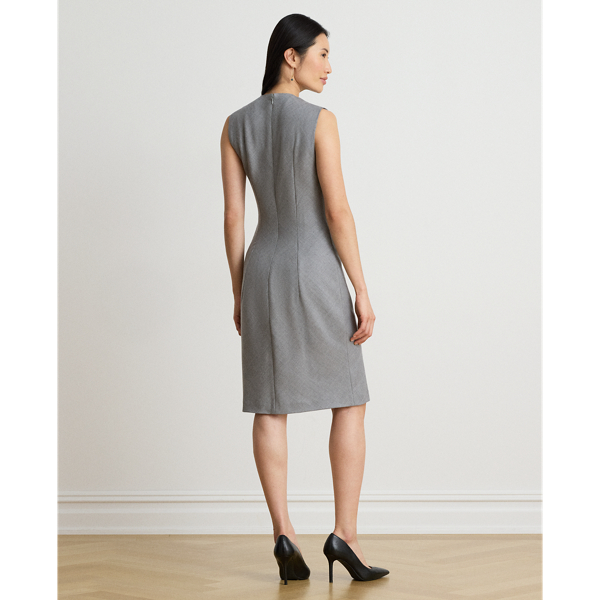 Pleated M&eacute;lange Wool Sleeveless Dress