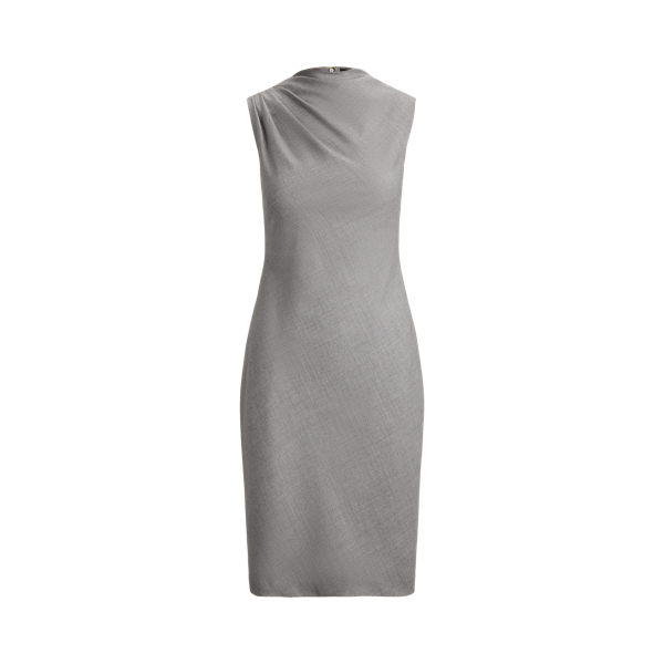 Pleated M&eacute;lange Wool Sleeveless Dress