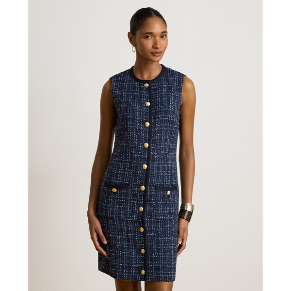 Boucl&eacute; Sleeveless Shift Dress