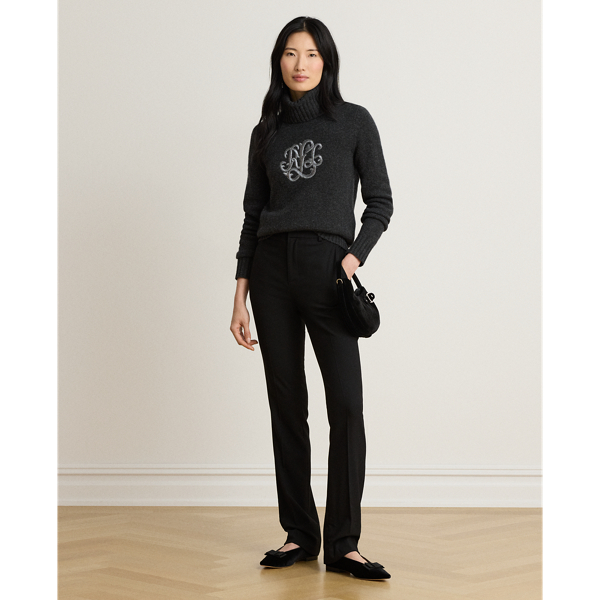 Embroidered-Logo Wool-Blend Turtleneck