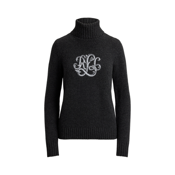 Embroidered-Logo Wool-Blend Turtleneck