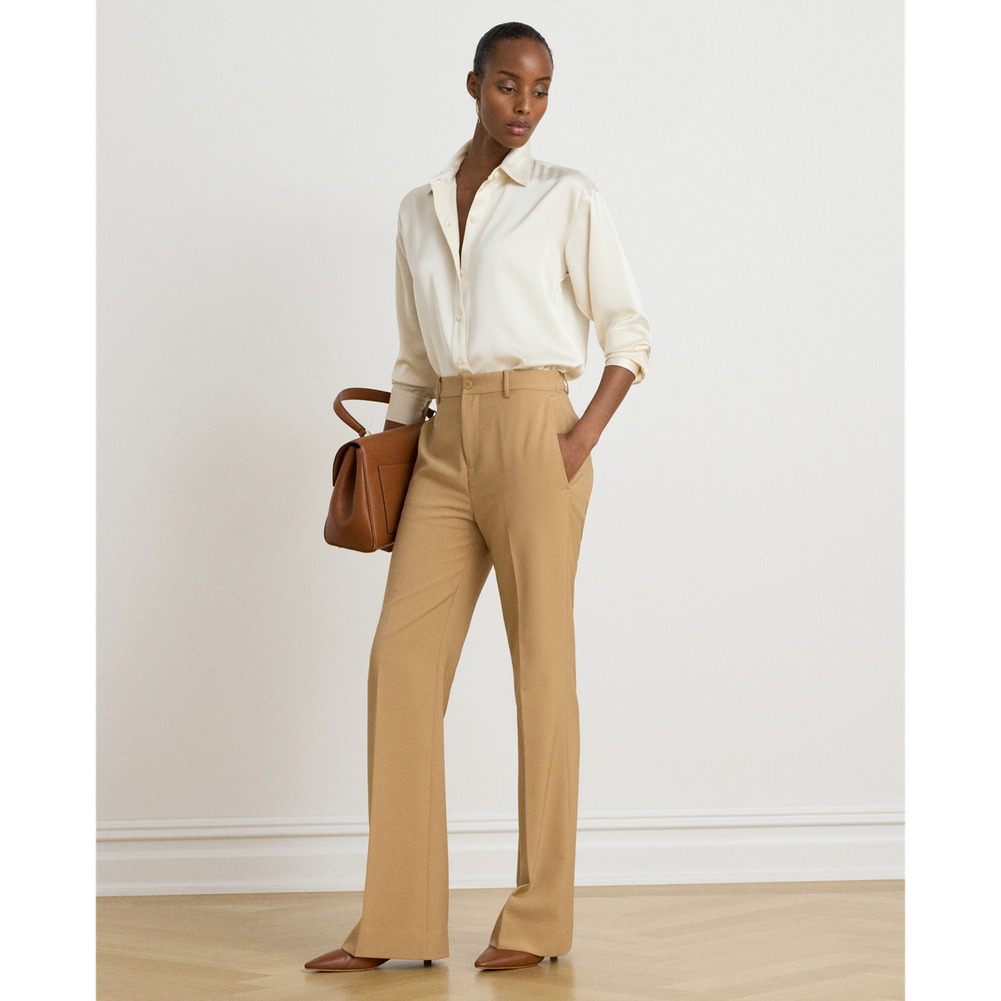 Женские брюки Ralph Lauren Stretch Crepe Straight Pant, цвет: Верблюжий — фото 4