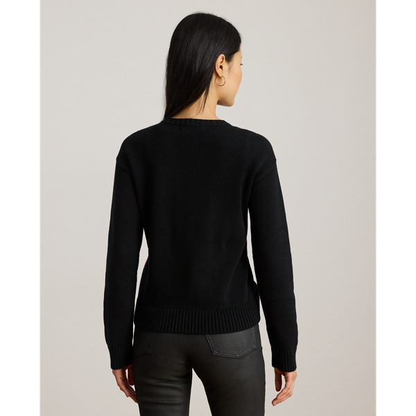 Color-Blocked Crest Cotton Sweater